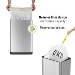 EKO Mirage-T 50 Liter / 13.2 Gallon Touchless Rectangular Motion Sensor Trash…