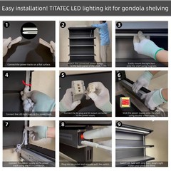 Gondola Shelving Lighting kit includes power supply all accessories 8-pack 3Ft