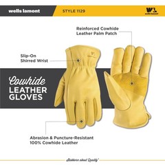 Wells Lamont Leather Work Gloves For Men Cowhide Reinforced For Construction