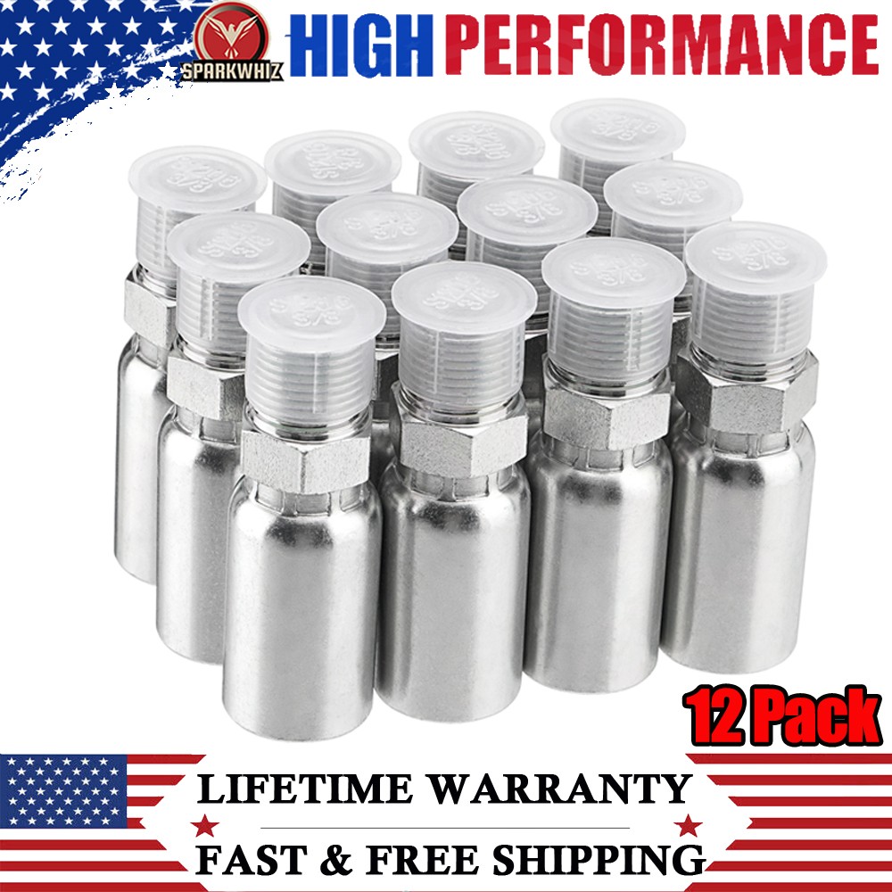 12 Pack 3/8″ Hydraulic Hose Fittings, 3/8″ I.D. Hose x 3/8″ NPTF Male with Cover