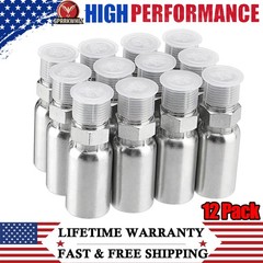 12 Pack 3/8″ Hydraulic Hose Fittings, 3/8″ I.D. Hose x 3/8″ NPTF Male with Cover