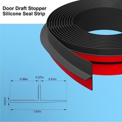 Elvone T-Shaped Weather Stripping Seal, Black Silicone, 1.97 in x 20 ft | Fle…