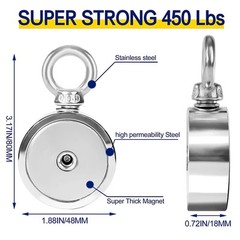 Fishing Magnets Double Sided Neodymium Magnet Fishing Kit with Nylon Rope
