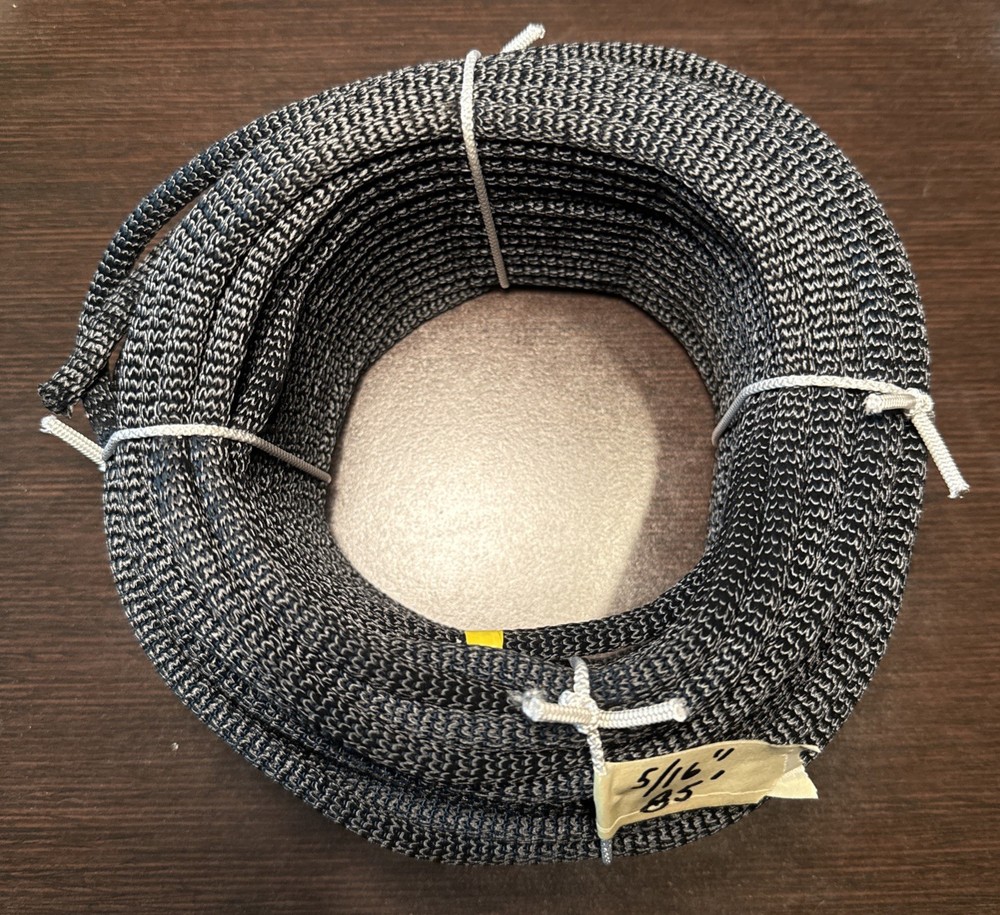 3/8″ x 100′ Black Polyester / Dacron Cord Low Stretch & UV Resistant Made USA