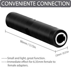 1/4 Inch Female to Female Coupler TRS/TS Audio Connector (6 Pack)