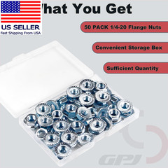 1/4-20 Serrated Flange Hex Nuts, Hexagon Flange Nuts 304 Stainless Steel, 50pcs