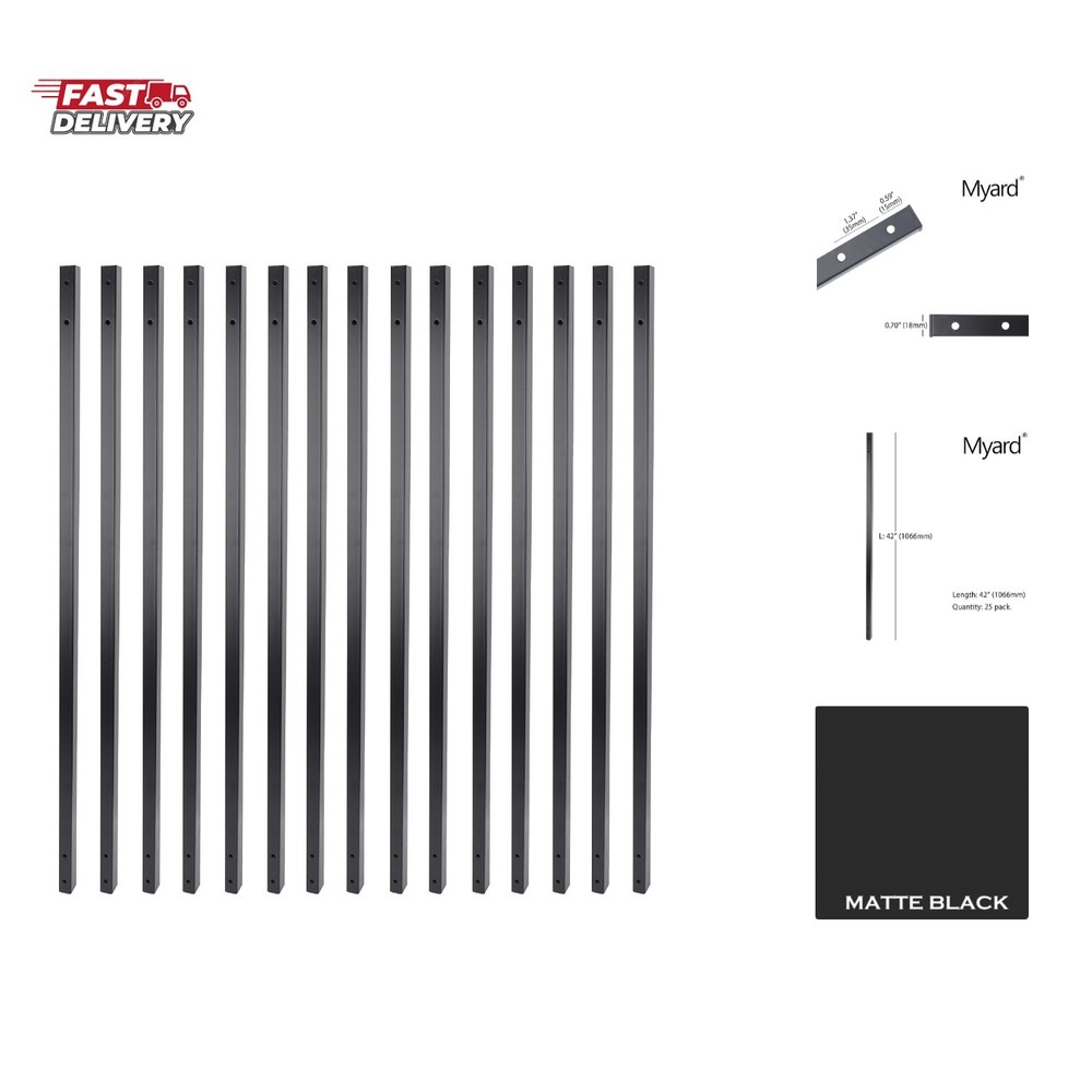 42 Inches Estate Hollow Square Iron Deck Balusters Furniture with Screws for …