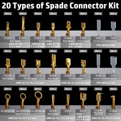 Crimping Tool and Spade Connectors Kit – 20 Types Spade Connectors & Ratchet …