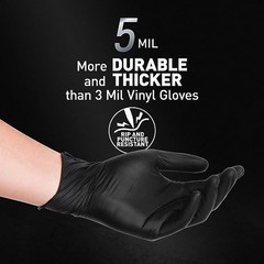 Black/Pink Vinyl Disposable Gloves, Latex Free, Food Safe, Medium, 50 Count