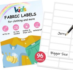 No-Iron Fabric Labels, Kids Clothing Labels Self-Stick Write-On, Name Labels for