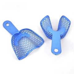 Premium Dental Plastic-Steel Impression Trays Mesh Shape Precise Sizes 2Pcs/Set