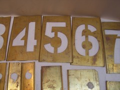 Vintage CH Hanson 45 Brass Stencils 4” Letters Numbers +Punctuation with OLD Box