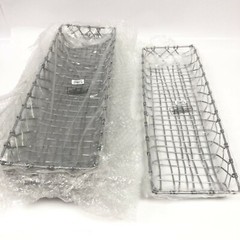 Lot of 6 Hubert Foodservice Wire Baskets 23.5″x7.5″x2″ Silver Tapered Urban Link