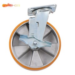 4 Pcs 8″ Aluminum Core Industrial Casters Caster Wheel With Brake 6000lbs Orange