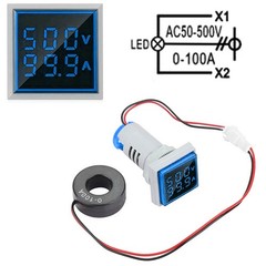 AC 60-500V 0-100A 22mm 3 in 1 Voltmeter Ammeter LED Digital Volt/AMP Meter