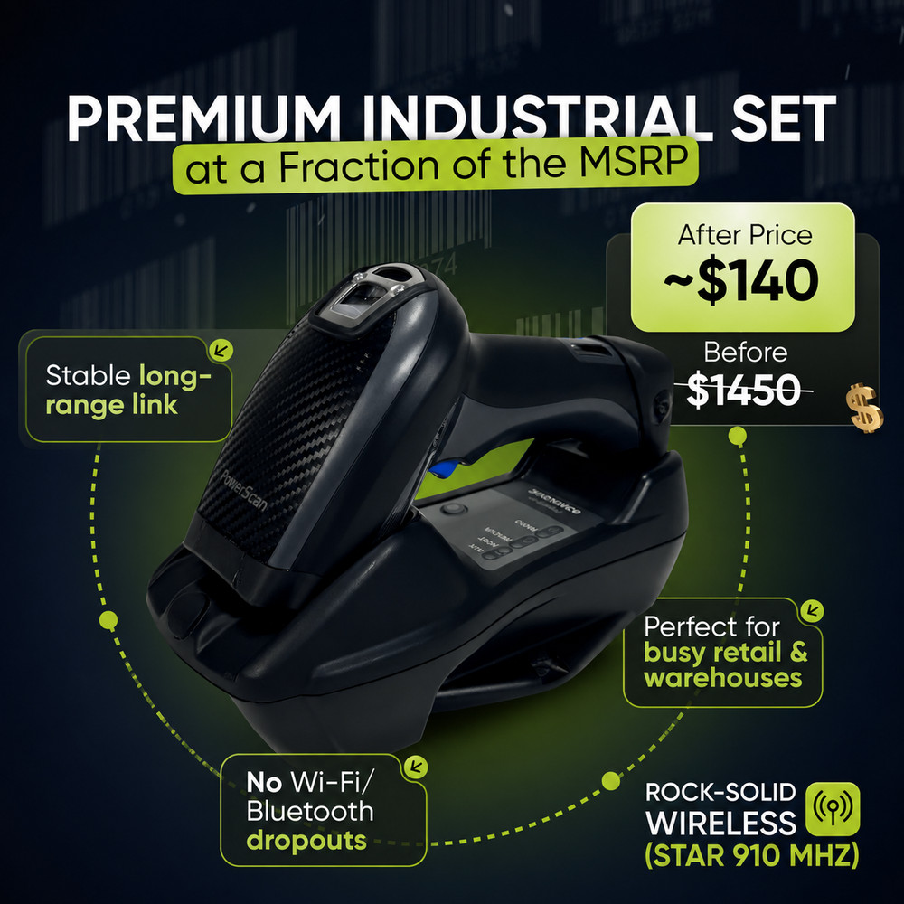 Wireless 2D/QR Handheld Barcode Scanner – Similar to Datalogic PM9100-433RBK10✅