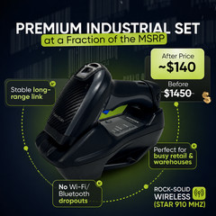 Wireless 2D/QR Handheld Barcode Scanner – Similar to Datalogic PM9100-433RBK10✅