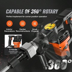 1400W Electric Demolition Jack Hammer 2900 BPM 19J 2 Chisels Case