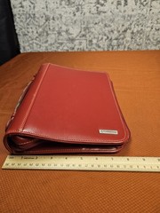 Franklin Covey red leather zipper binder planner 7 ring 10.5 x 8