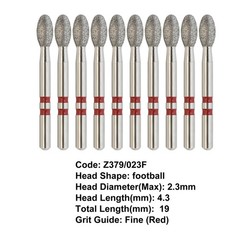 Dental Diamond Burs Zirconia Adjustment Football Ball Z368 High Speed Z379/023M