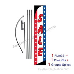SALE (Stars and Stripes) 15′ Feather Banner Swooper Flag Kit with pole+spike