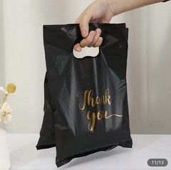 Black Gold Thank You Bags Business Retail Party Plastic Shopping 8”x12”in 100PCS