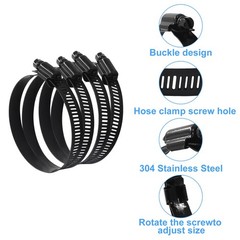 Litoexpe 3 Inch Stainless Steel Worm Gear Hose Clamp 4 Pcs, 3 Inch, Black