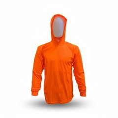 Neon Yellow Long Sleeve Safety Shirt With Hoodie, Polyester Birdeye mesh fabric