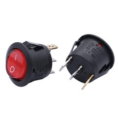 5 PCS MXU1-5-101NR Lighted Round Rocker Switch Red Light SPST ON-Off 3 Pin