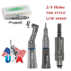 Dental Slow Speed Handpiece Contra Angle/Straight /Air Motor 4Hole NSK Style NEW