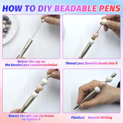 150 Pieces DIY Beadable Pens Kit – 50 Plastic Beadable Pens Bulk, Refills & Pen