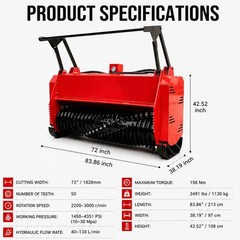 72″ Drum Forestry Mulcher for Bobcat Skid Steer – Brush Cutter for Land Clearing