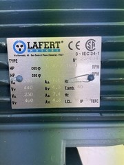 Lafert AF90LL4 Electric Motor 2.5 HP / 1680 RPM / 208-440/230-460 VAC NEW