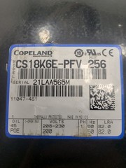 Copeland CS18K6E-PFV-256 3HP Hermetic Compressor 208-230V 1PH New Open Box