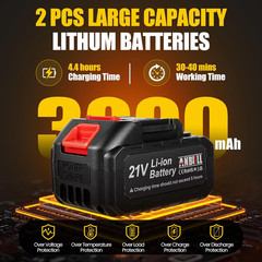 2M Cordless Concrete Vibrator, 2X3000Mah 21V Batteries Compatible with Makita Ba