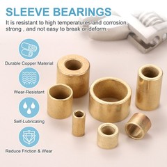 12Pack 3mm Bore x 6mm OD x 5mm Length Sleeve Bearings Gold Tone