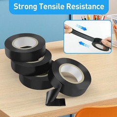 4 Pack 0.75In X 66Ft Black Electrical Tape 600V Insulation Wire Tape, Waterproof