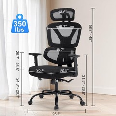 Soxiar Ergonomic Mesh Office Chair 5D Armrests 3D Headrest 90-135 Recline Black