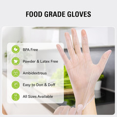 SWIFTLITE Disposable Vinyl Gloves, Food Safe, Latex-Free Powder-Free Clear Plast