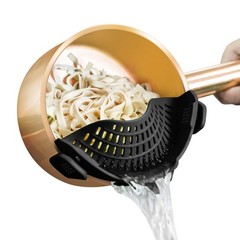 AUOON Clip On Strainer Silicone for All Pots Standard 8.86 x 3.55 in, Black