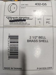 Edwards Signaling 432-G5 24V 2 1/2 Bell Brass Shell