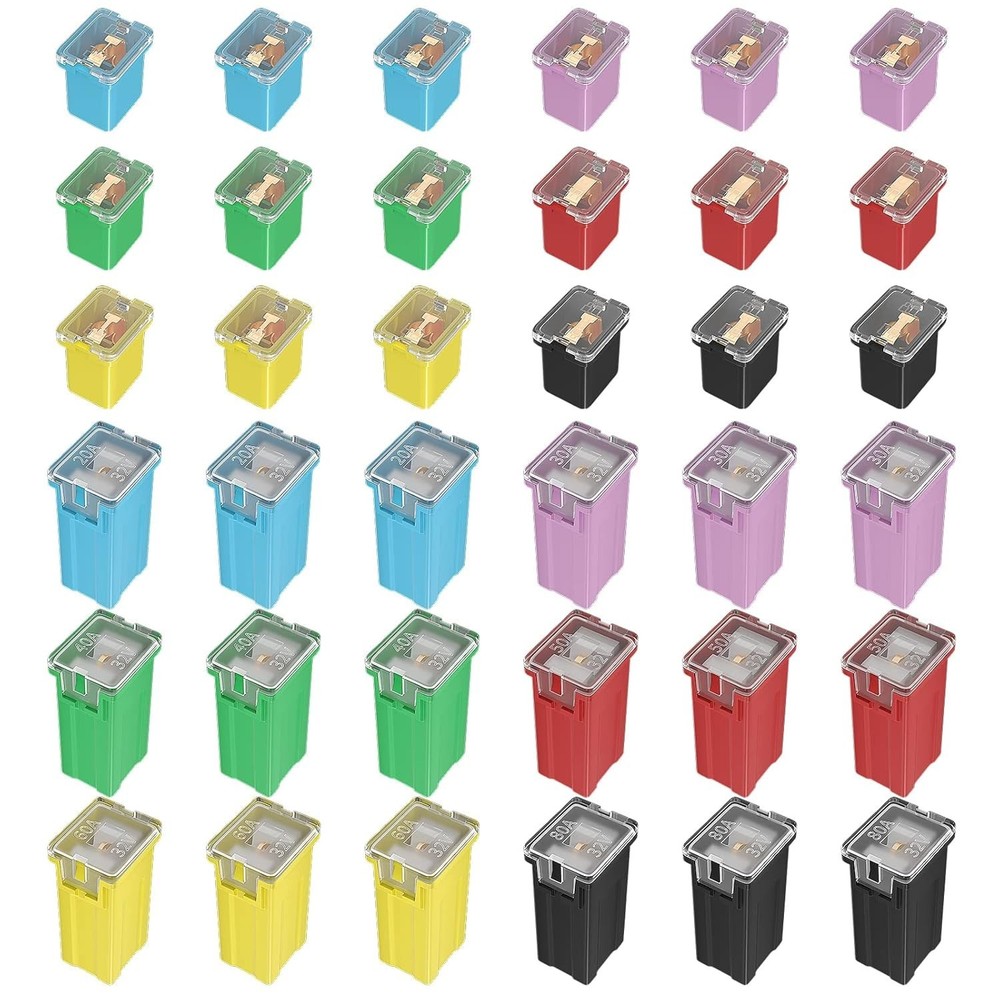36 Pcs Jcase Box Shaped Fuse Assortment Kit (20A, 30A, 40A, 50A, 60A, 80A)