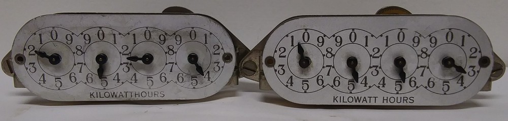 2 VINTAGE KILOWATT WATT HOUR METERS, R-600 & R-1200 INDUSTRIAL GAGES