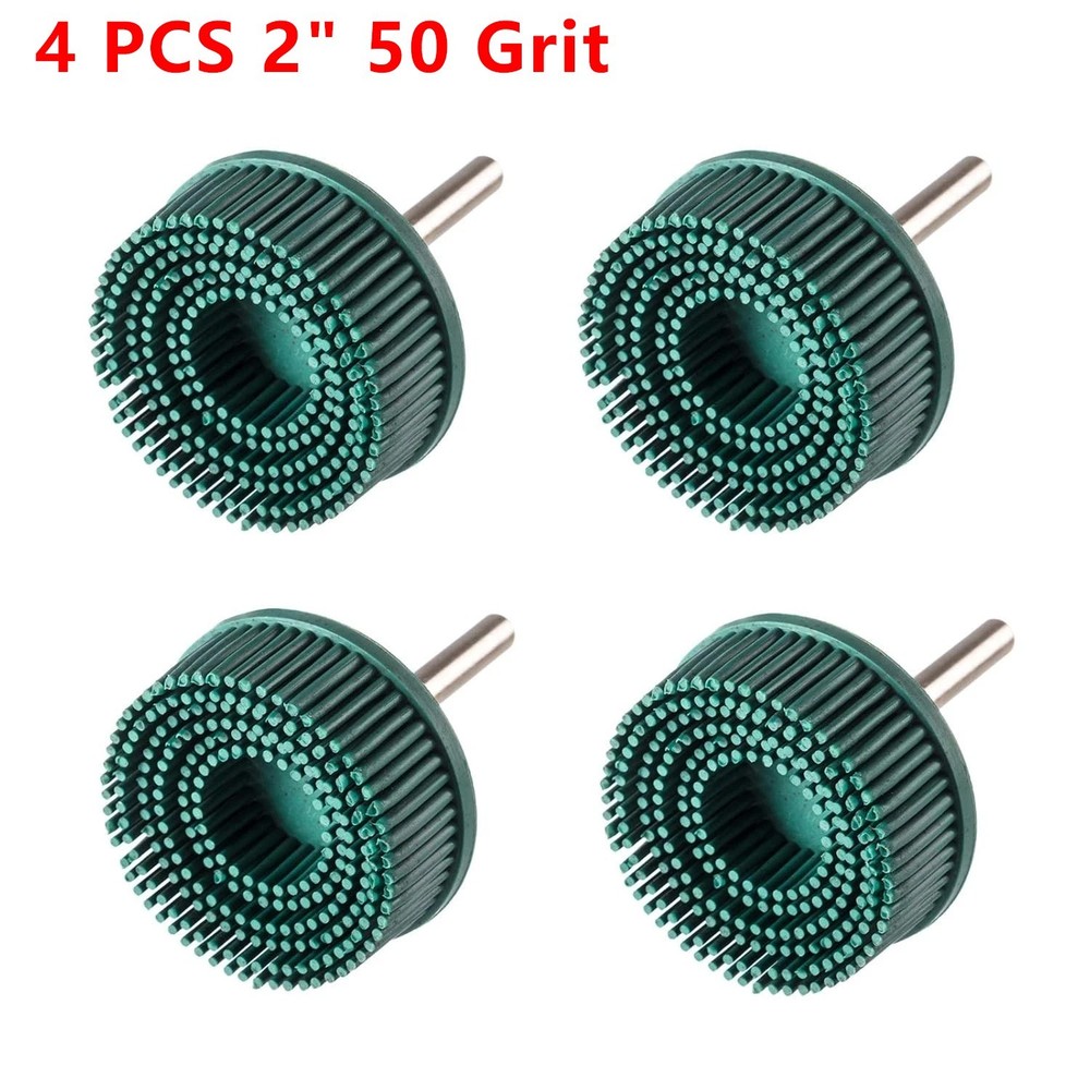 4 pcs Bristle Disc 2″ 50 Grit R-Type Abrasive Brush Coarse Bristle Disc Green