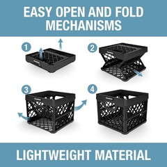 CleverMade Collapsible Milk Crate 25L (6.6 Gal), 50 lb Capacity Heavy Duty Fo…