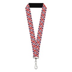 Buckle-Down Lanyard-1.0″-United Kingdom Flags Diagonal One Size Multicolor