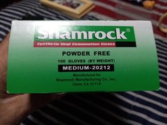 Shamrock Synthetic Vinyl Examination Gloves Powder Free Medium 1 Box 100ct