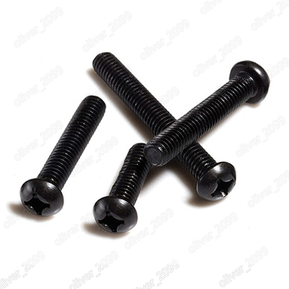 Black 304 Stainless Steel Phillips Cross Pan Head Screws Bolts M1.6 M2 M3 M4