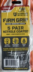5 packs Firm Grip (25 pairs Total) Nitrile Coated Work Gloves Size Large – 5558