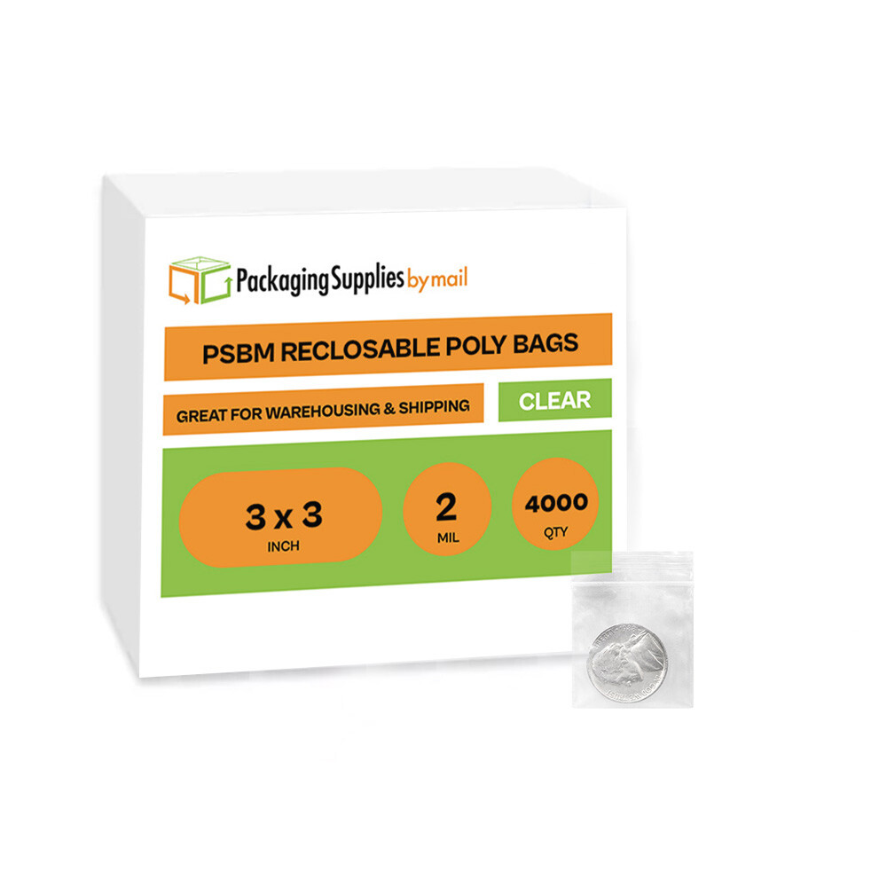 4000 ZIP SEAL BAGS 3″ x 3″ CLEAR 2 MIL PLASTIC RECLOSABLE TOP LOCK MINI BAGGIES
